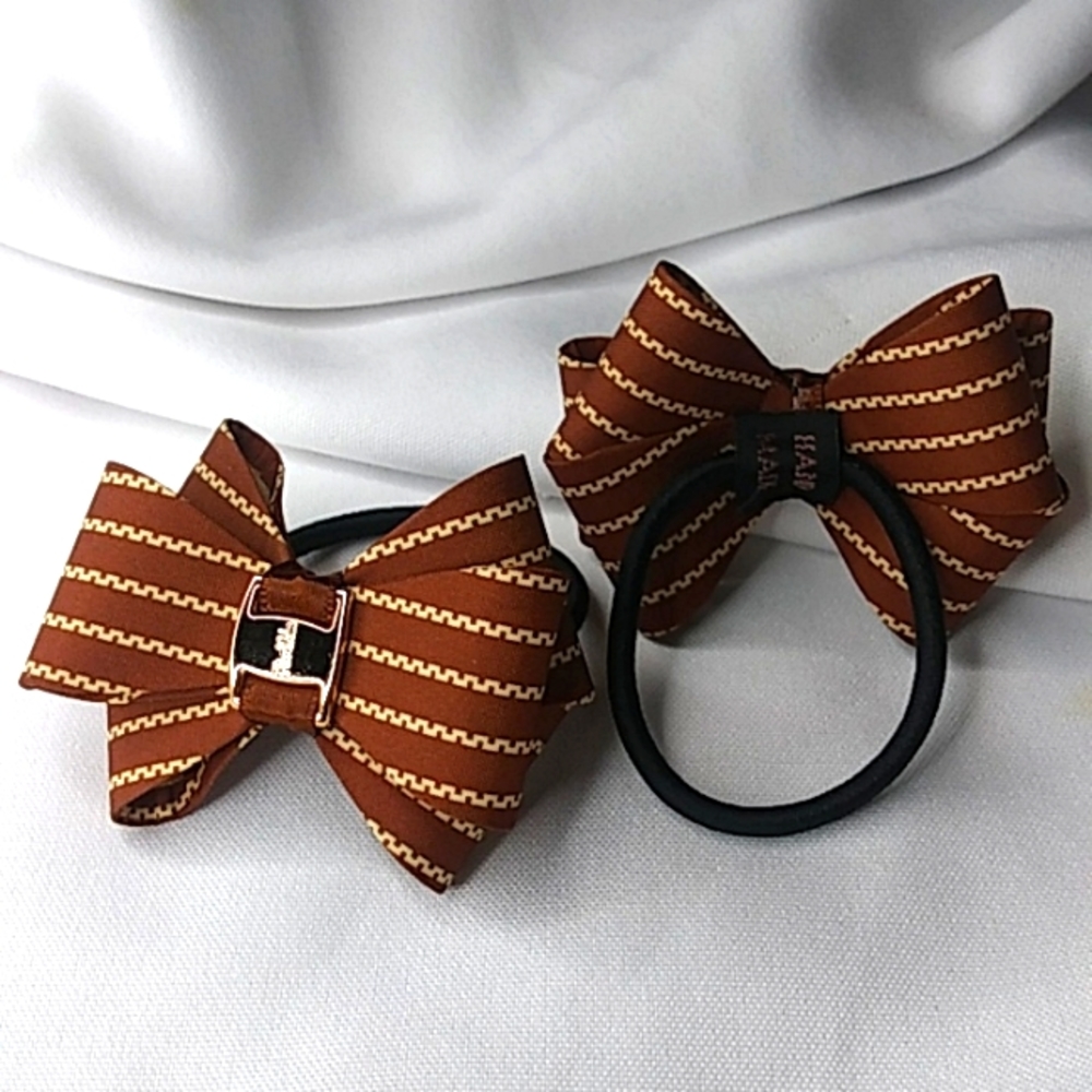 2 pcs brown bow hair tie